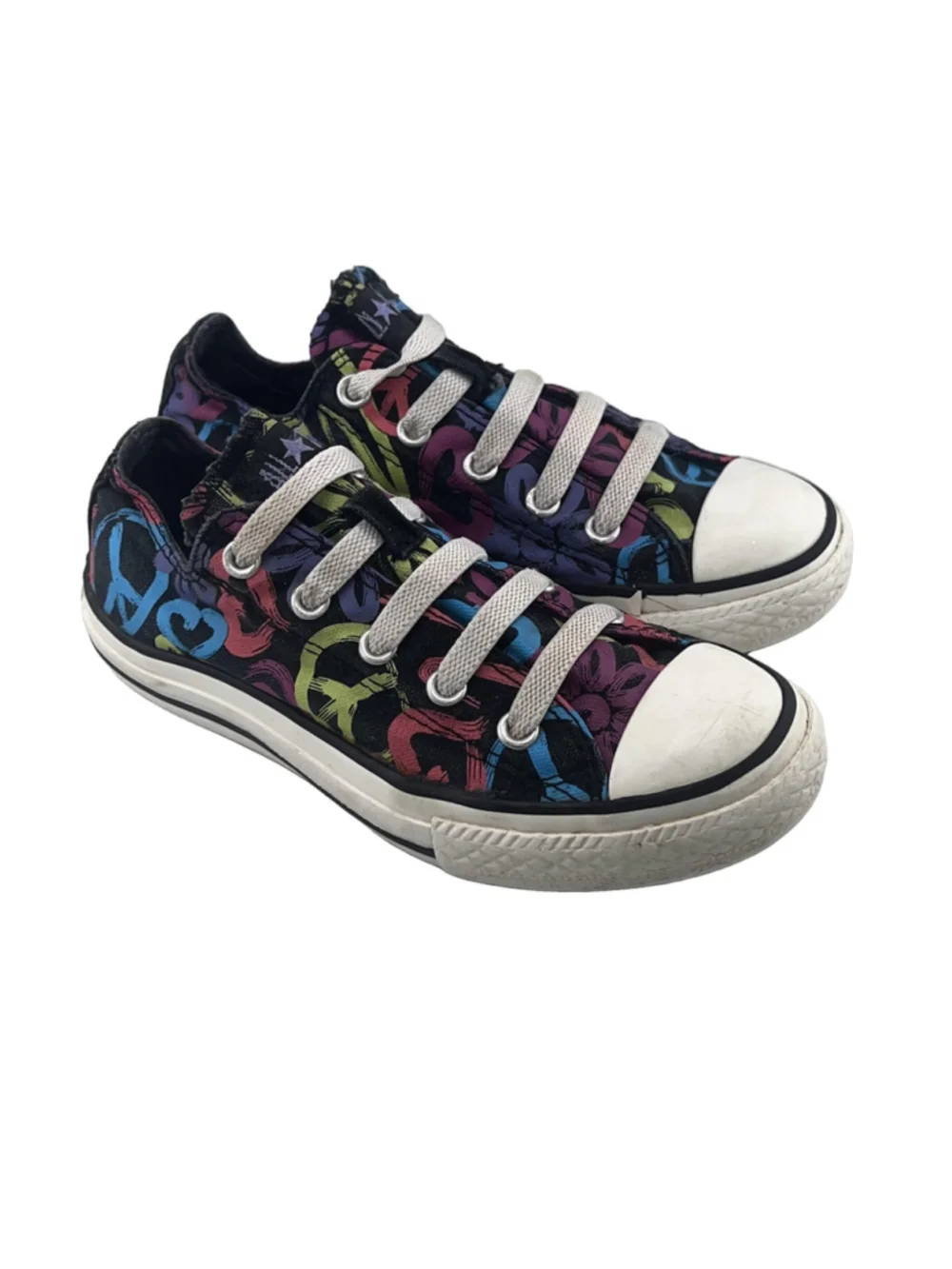 Girls Converse All Star Low Top Sneakers Size 13 Multicolor Peace Print Shoes